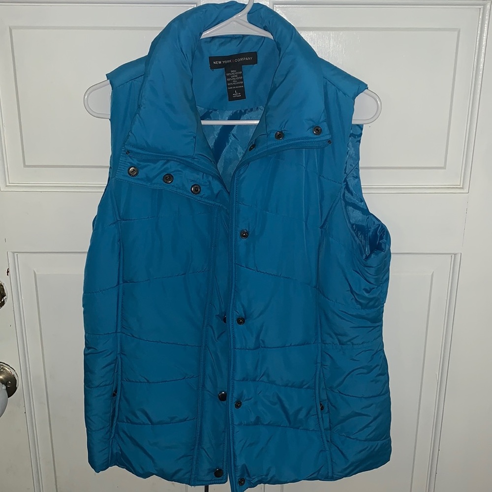 Blue puffer vest